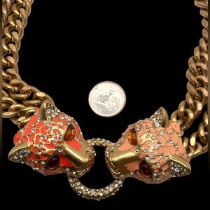 J Crew panther cat necklace gold chain